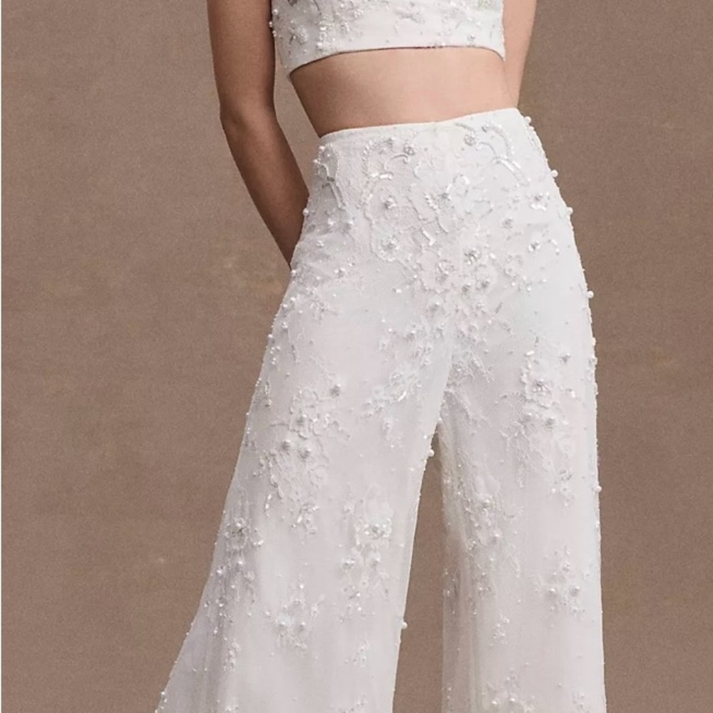 BHLDN White 2 Piece Embellished Jumpsuit